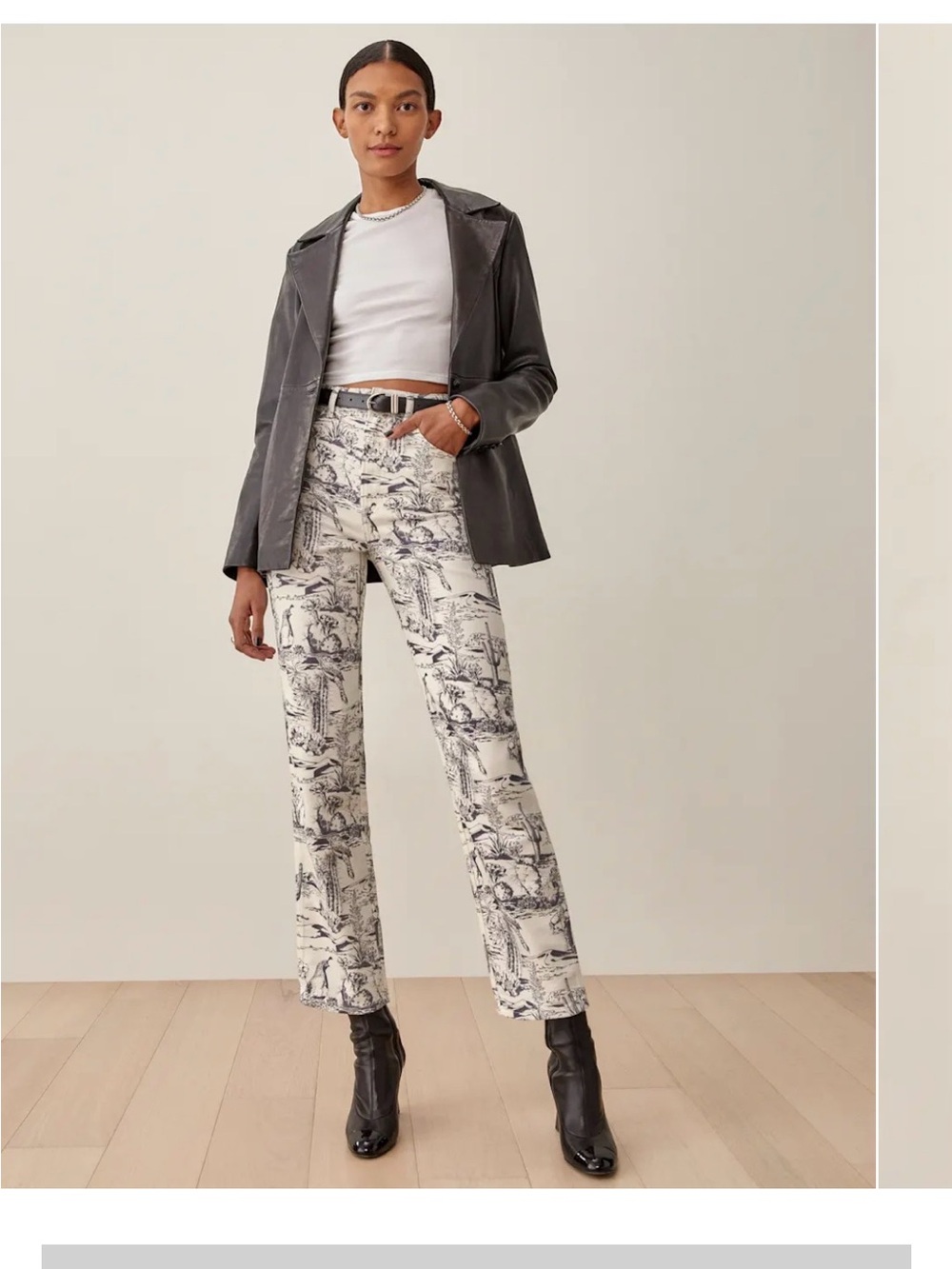 Reformation Oasis High Rise Straight Jeans in “Desert Toile Print”